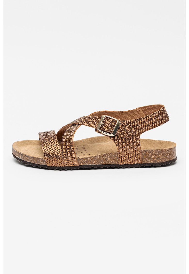 Sandale din piele cu aspect tesut Brionia - Bronz