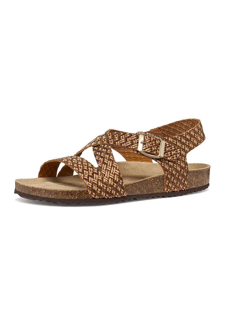 Sandale din piele cu aspect tesut Brionia - Bronz