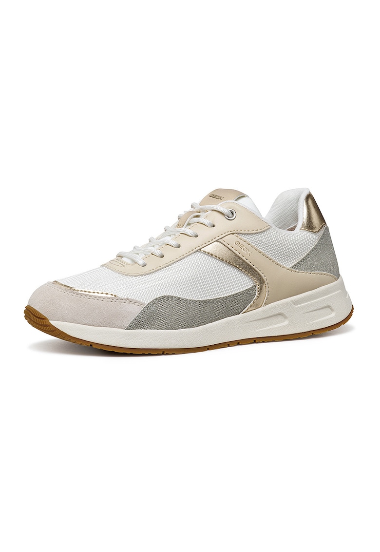 Pantofi sport cu insertii din piele intoarsa - Alb/Gri deschis/Bej inchis