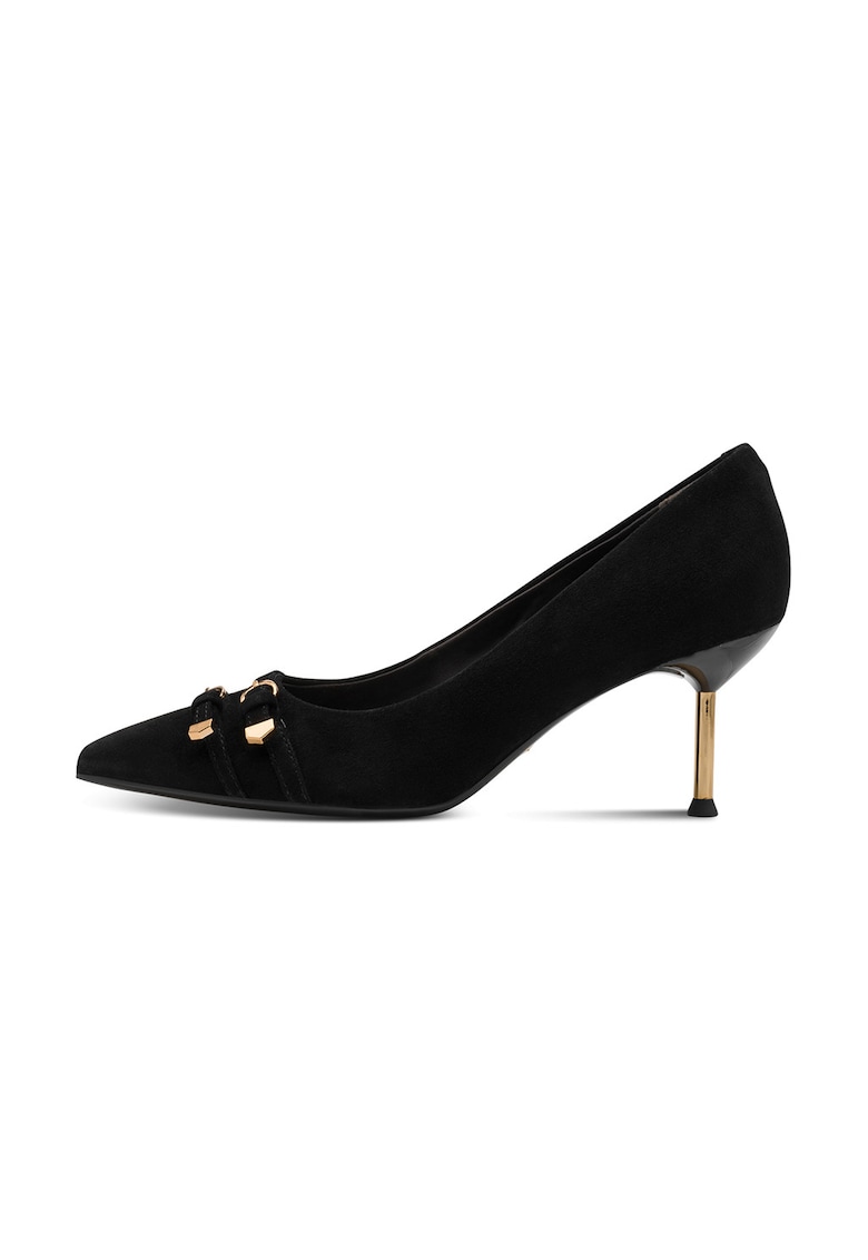 Pantofi de piele intoarsa cu varf ascutit - Negru