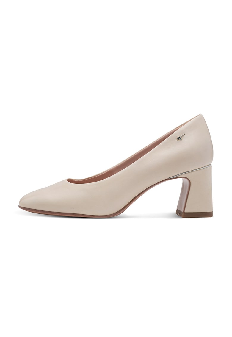 Pantofi de piele cu varf rotund - Alb fildes