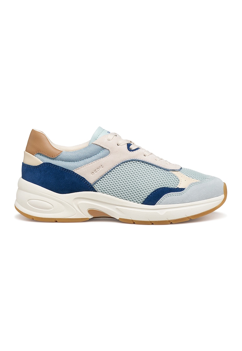Pantofi sport de piele ecologica cu insertii de piele intoarsa - Multicolor