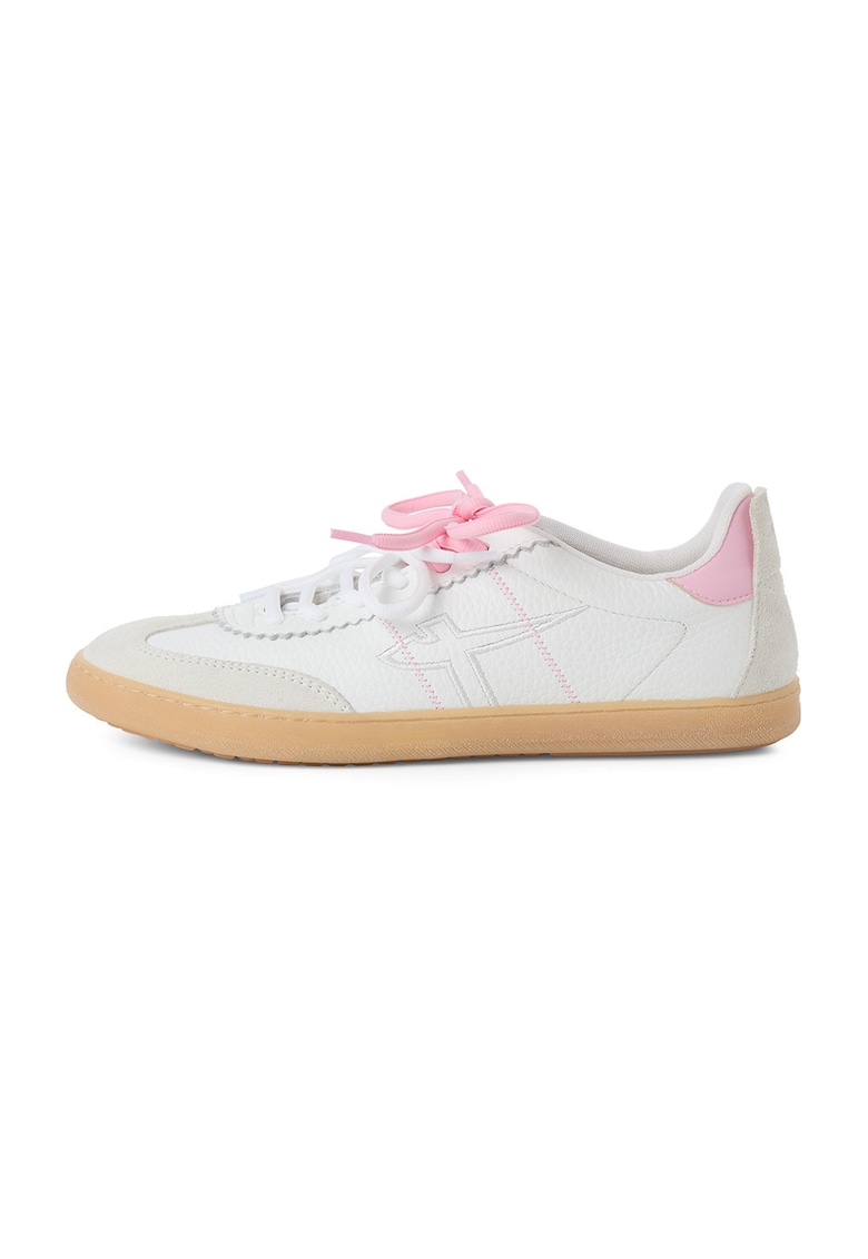 Pantofi sport low-cut de piele - Gri deschis/Alb murdar/Roz