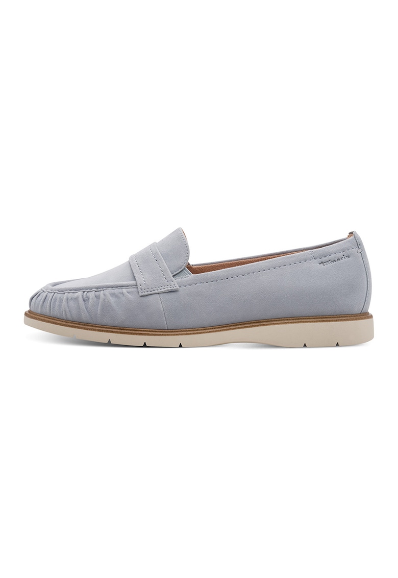 Pantofi loafer din piele si model uni - Albastru deschis