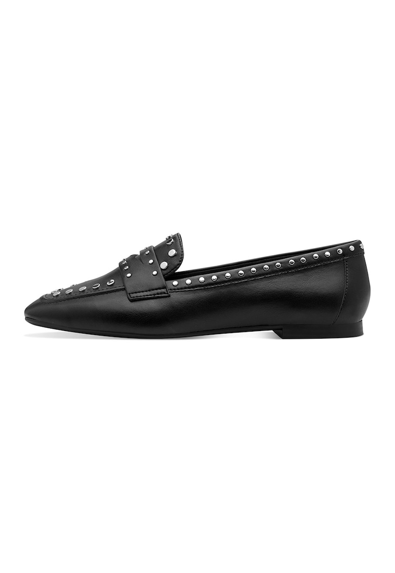 Pantofi loafer din piele ecologica cu tinte - Negru