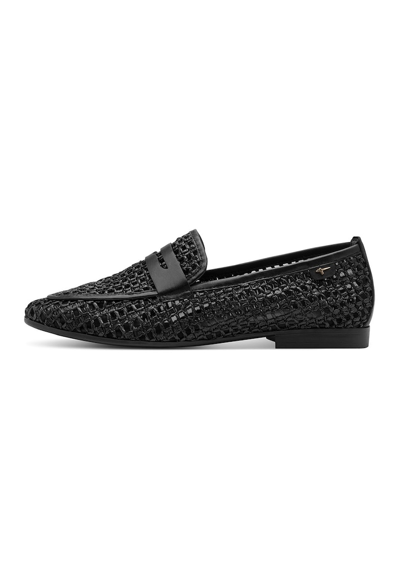 Pantofi loafer din piele si material textil - Negru