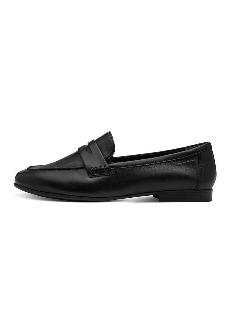 Pantofi loafer din piele cu model uni - Negru