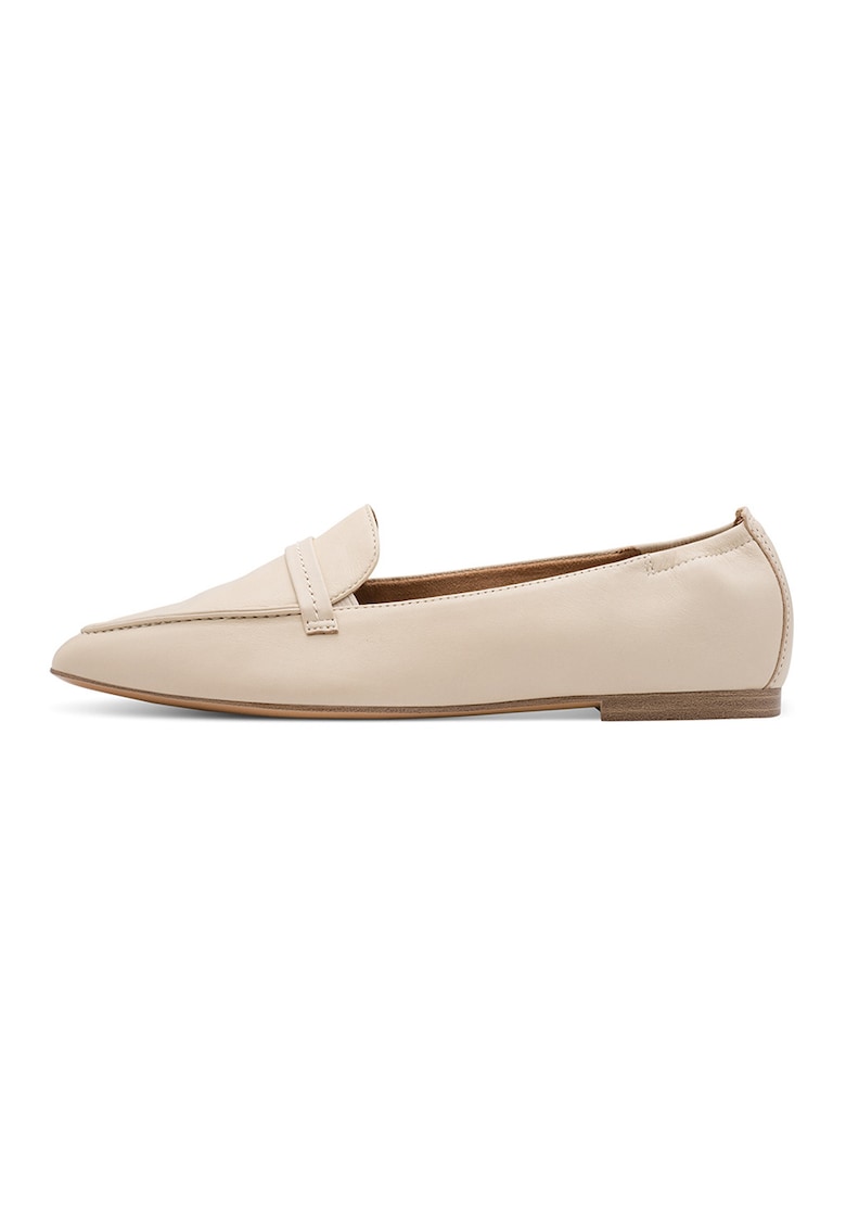 Pantofi loafer din piele cu varf ascutit - Crem