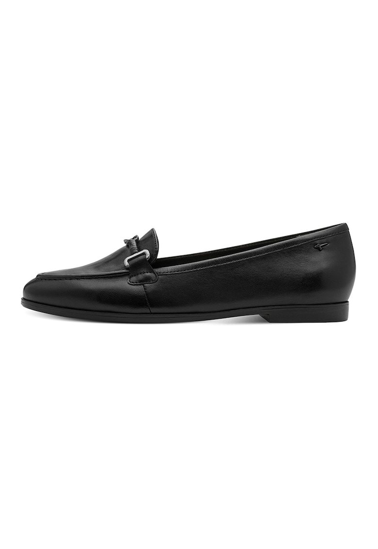 Pantofi loafer de piele cu detaliu metalic - Negru