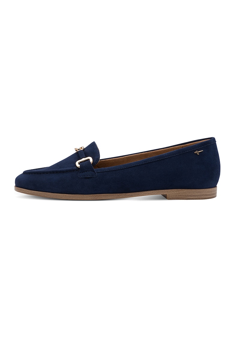 Pantofi loafer de piele cu detaliu metalic - Bleumarin