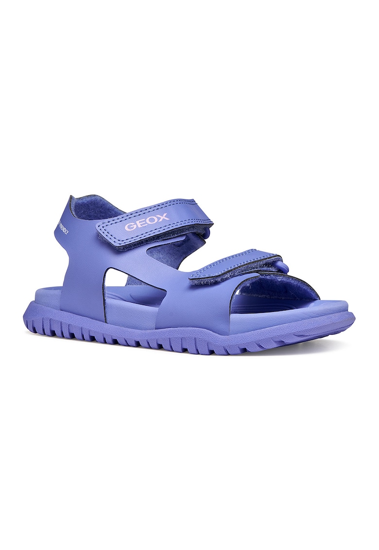 Sandale cu velcro si logo discret - Liliac prafuit