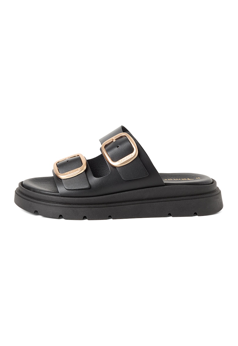 Papuci din piele - Negru