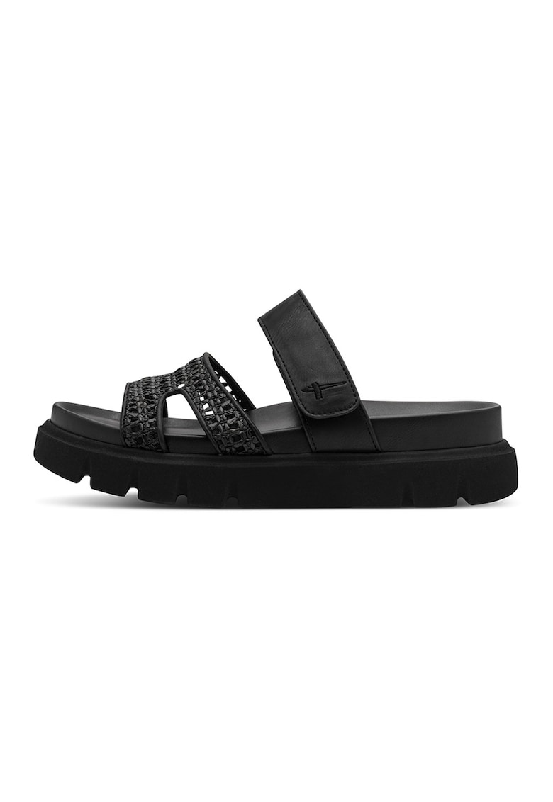 Papuci flatform din piele ecologica - Negru