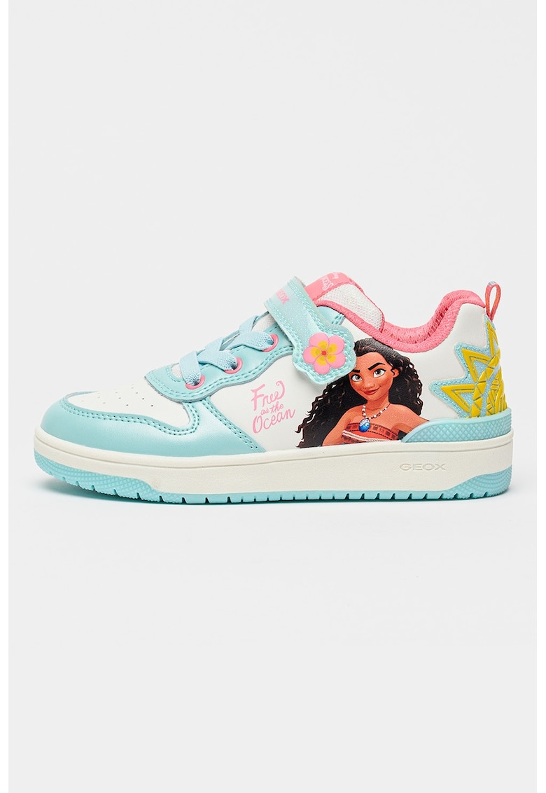 Pantofi sport Washiba cu velcro si model - Albastru pastel/Alb murdar/Roz prafuit