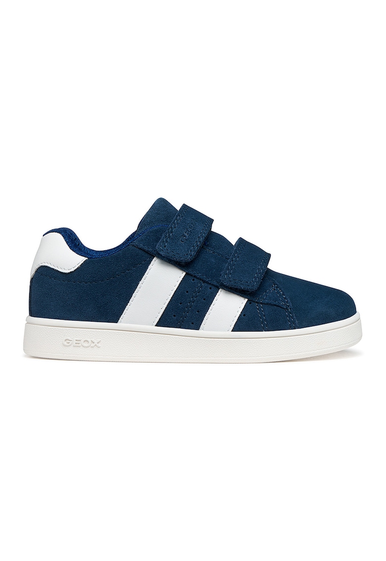 Pantofi sport de piele intoarsa cu velcro - Alb/Bleumarin