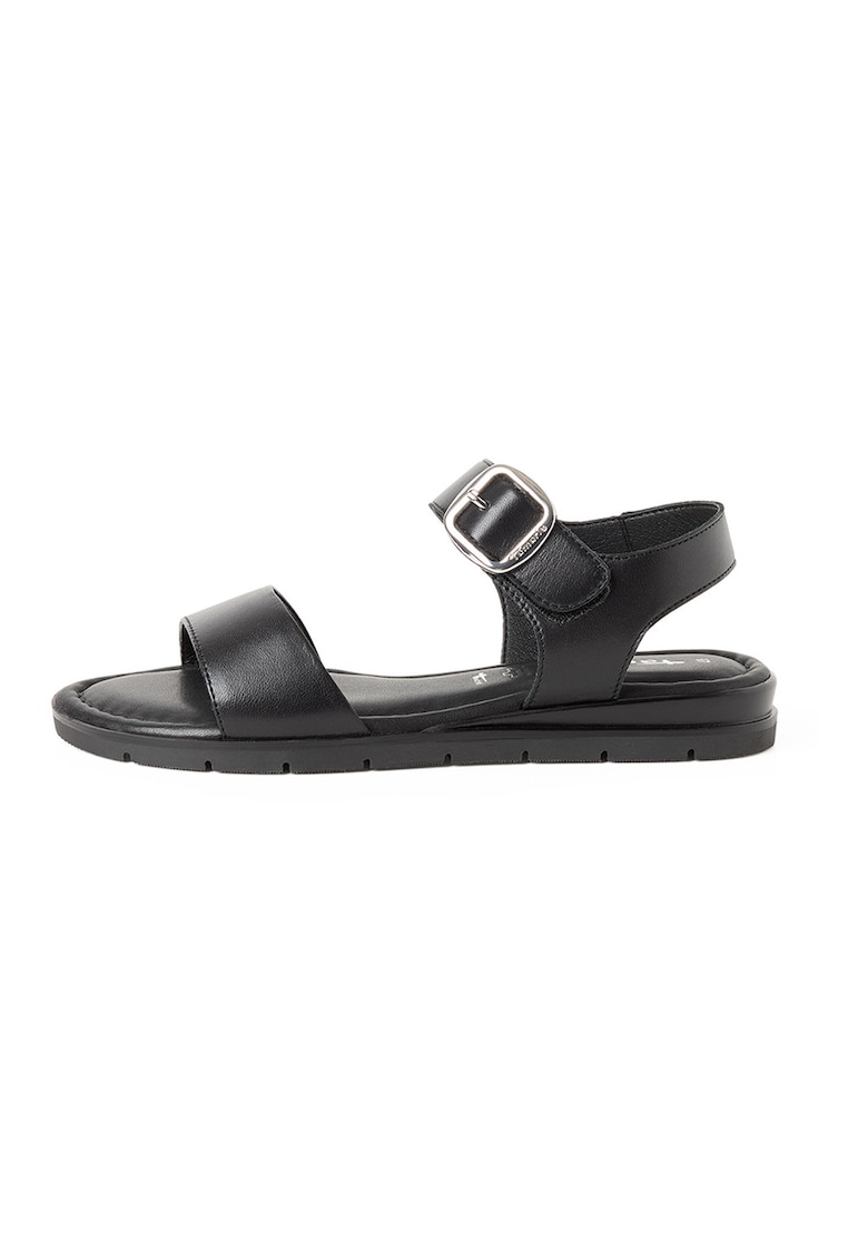 Sandale de piele cu catarama - Negru/Negru stins