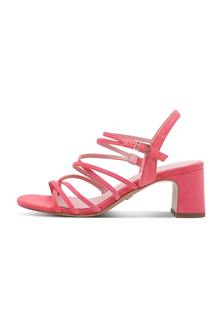 Sandale cu barete multiple si toc masiv - Fucsia
