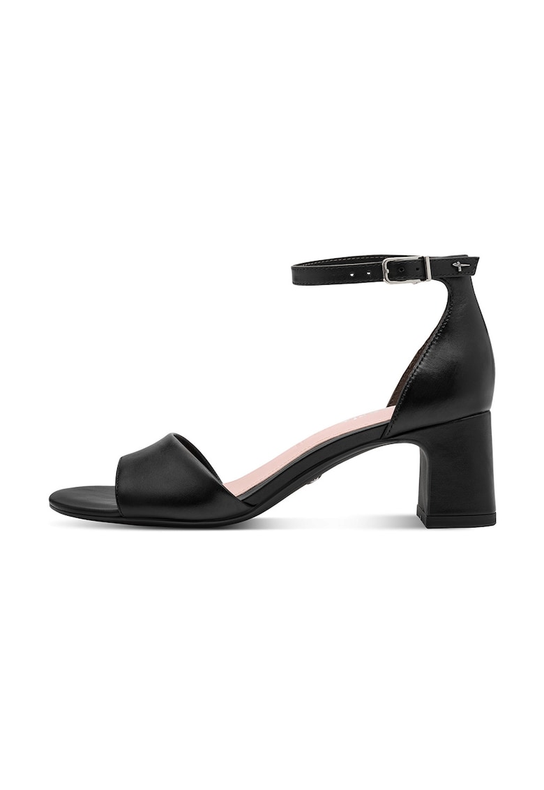 Sandale de piele cu bareta pe glezna - Negru