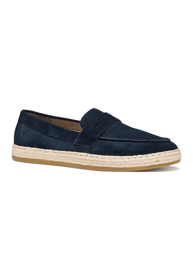 Pantofi loafer uni de piele intoarsa - Bleumarin