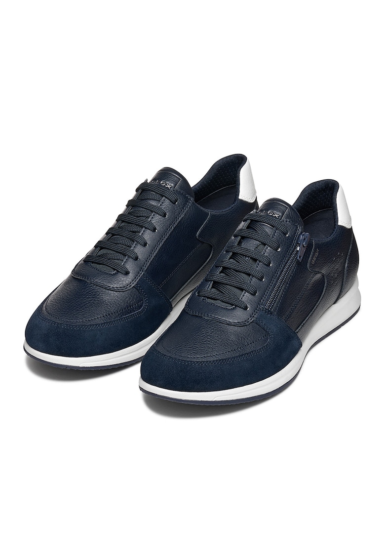 Pantofi sport cu garnituri din piele intoarsa si sireturi - Albastru ultramarin
