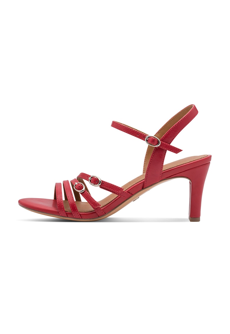 Sandale de piele cu barete multiple - Coral