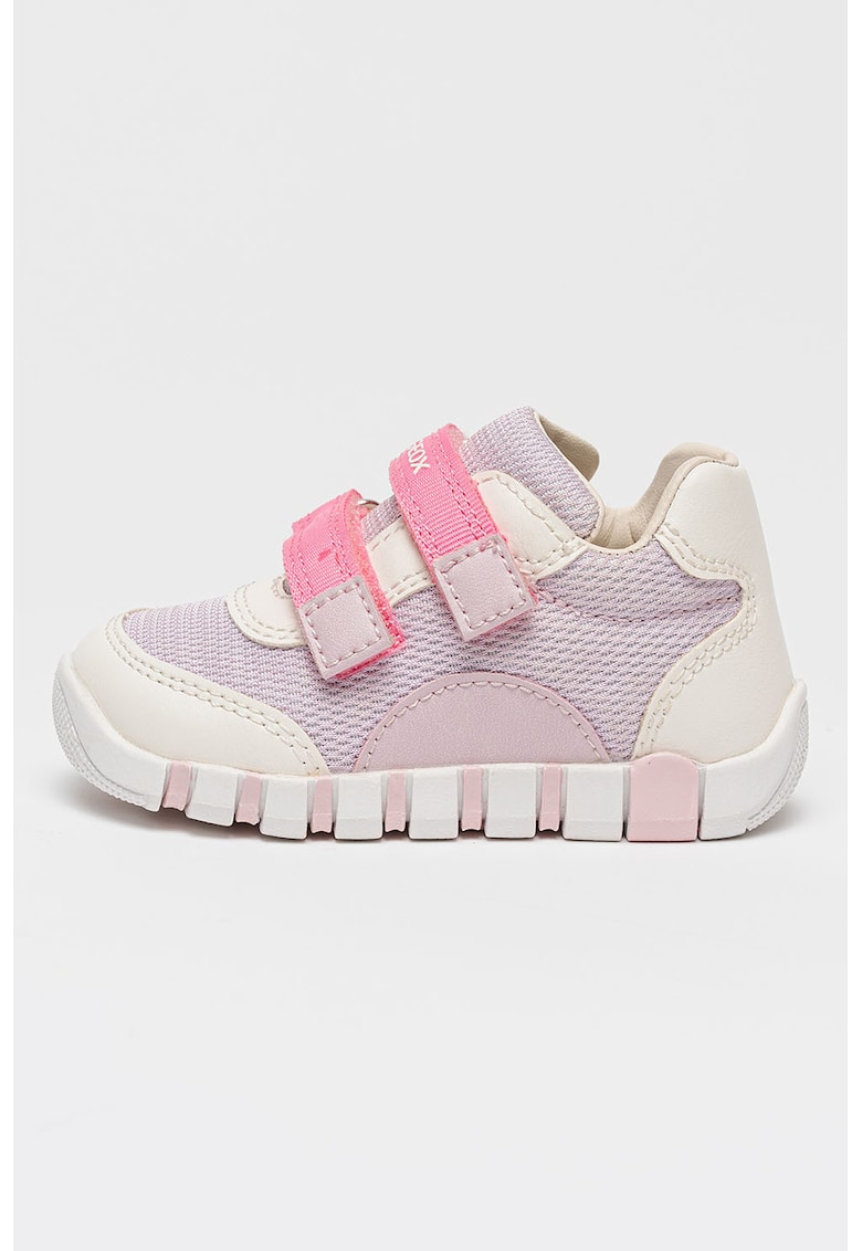 Pantofi sport Iupidoo cu velcro si garnituri de piele ecologica - Roz aprins/Lila/Alb murdar