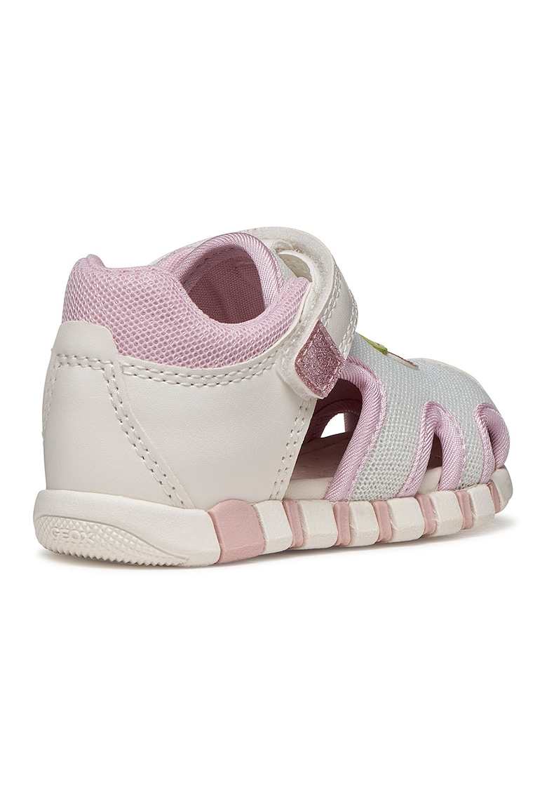 Sandale de plasa cu velcro Iupidoo - Alb fildes/Roz