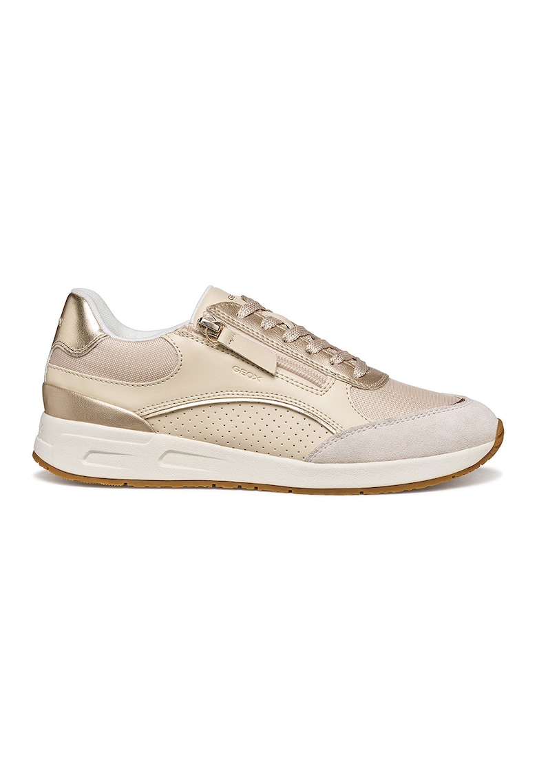 Pantofi sport din piele ecologica cu garnituri din piele intoarsa - Bej