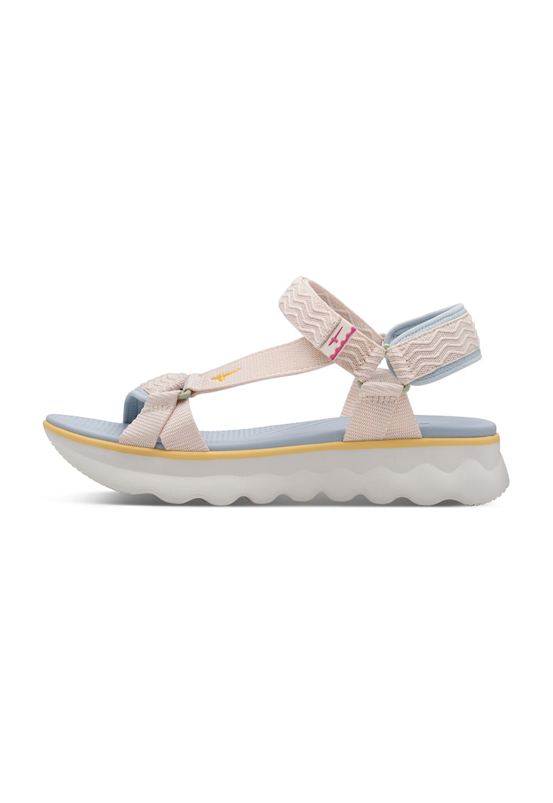 Sandale din material textil cu velcro - Albastru pastel/Roz pal