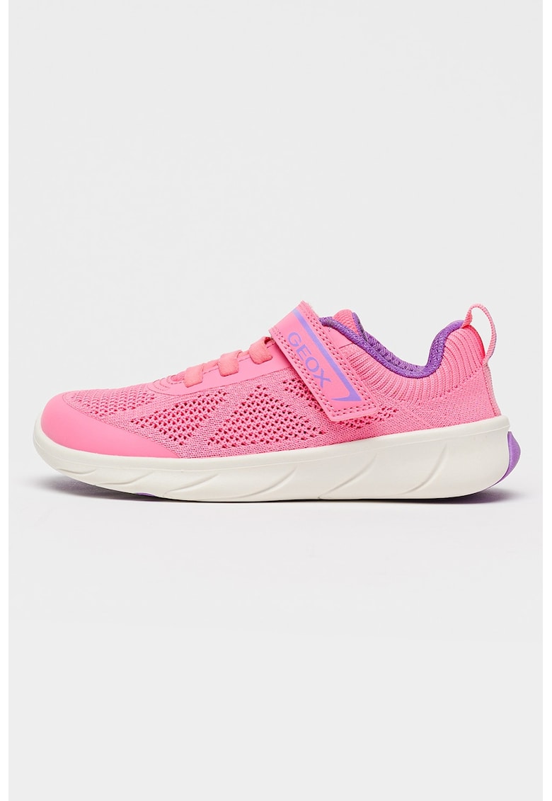 Pantofi sport Foot Run cu velcro si perforatii - Roz pastel/Lila