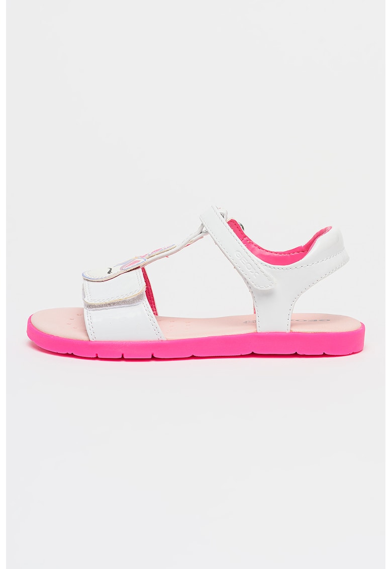 Sandale cu velcro Joyfoot - Alb/Fucsia