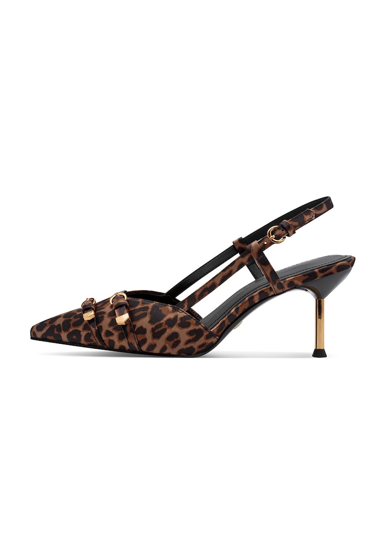 Pantofi slingback cu catarame - Auriu/Maro inchis/Negru