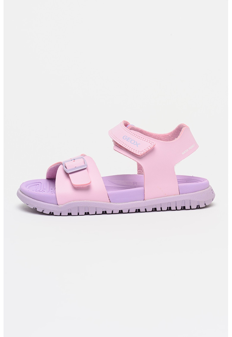Sandale de piele ecologica cu velcro - Lila/Roz