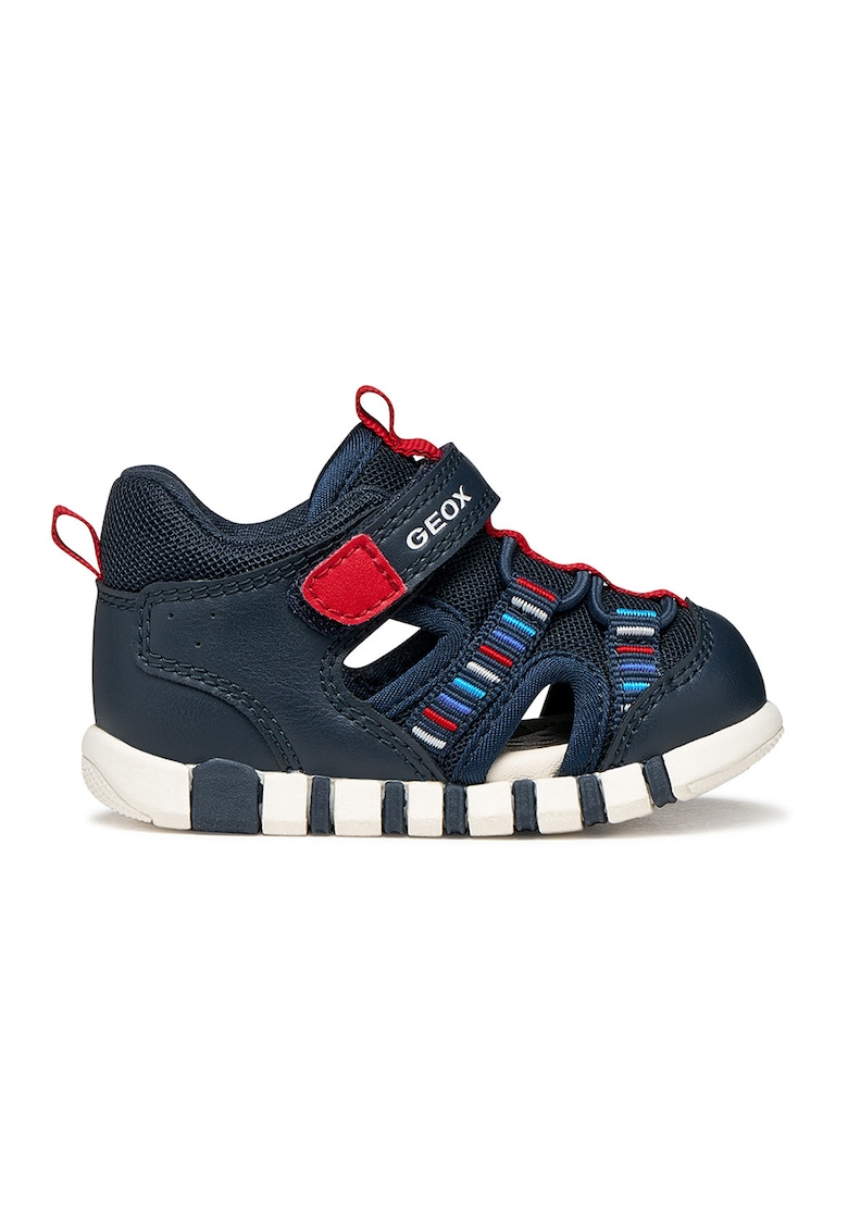 Sandale fisherman cu piele ecologica si velcro - Rosu/Albastru ultramarin