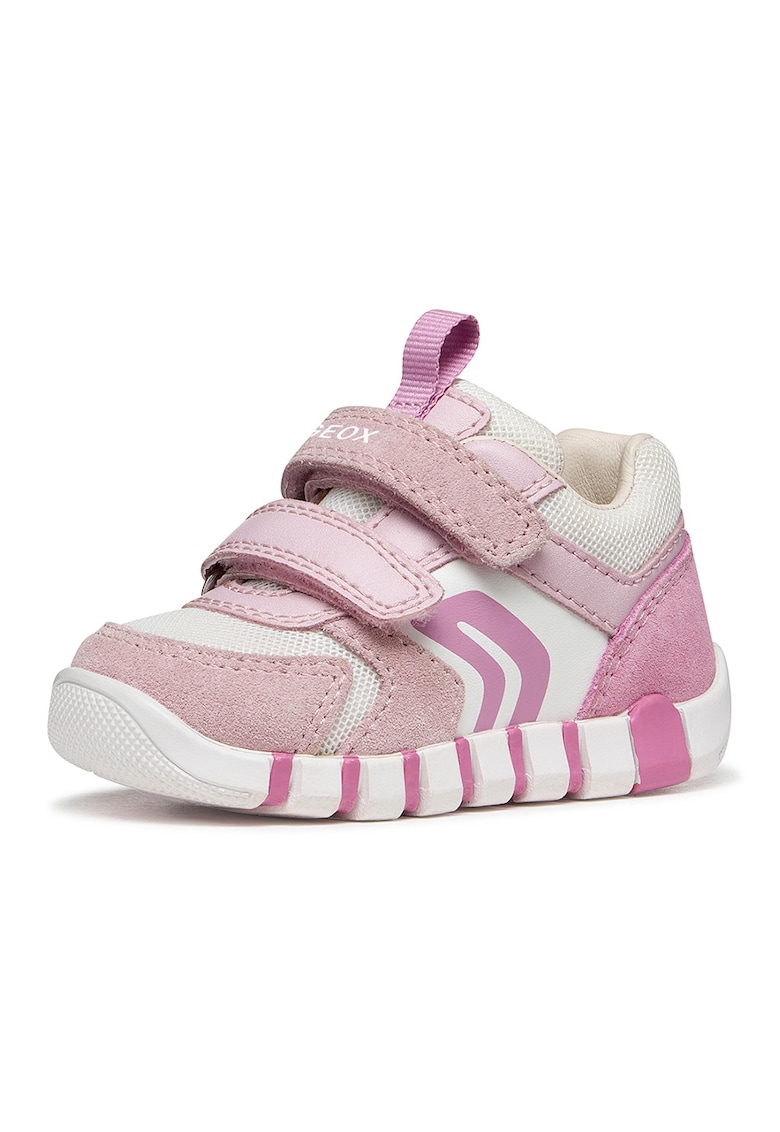 Pantofi sport Iupidoo cu velcro si insertii de piele intoarsa - Roz/Bej deschis