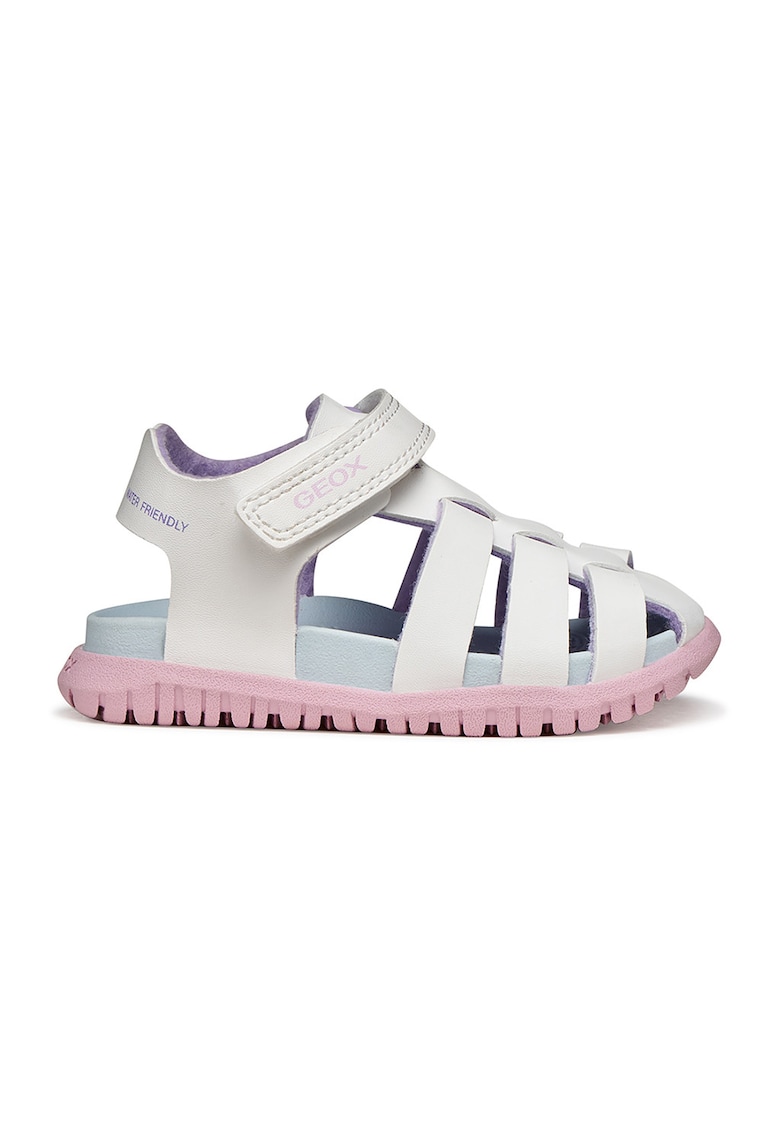 Sandale fisherman cu velcro - Albastru pastel/Alb murdar