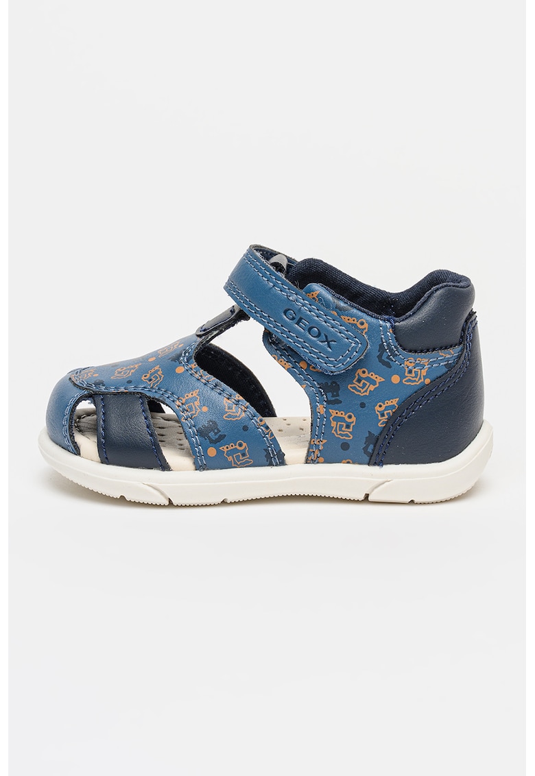 Sandale fisherman cu velcro si imprimeu - Bleumarin