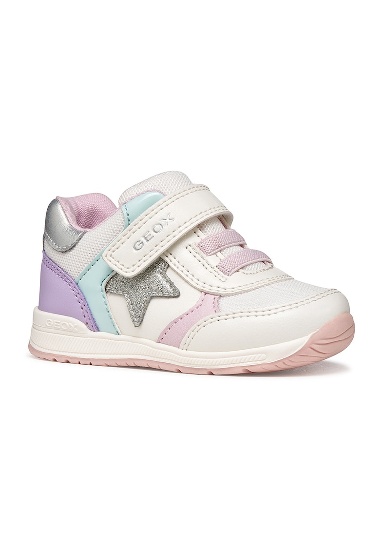 Pantofi sport cu aplicatii stea si velcro - Lila/Alb murdar/Argintiu