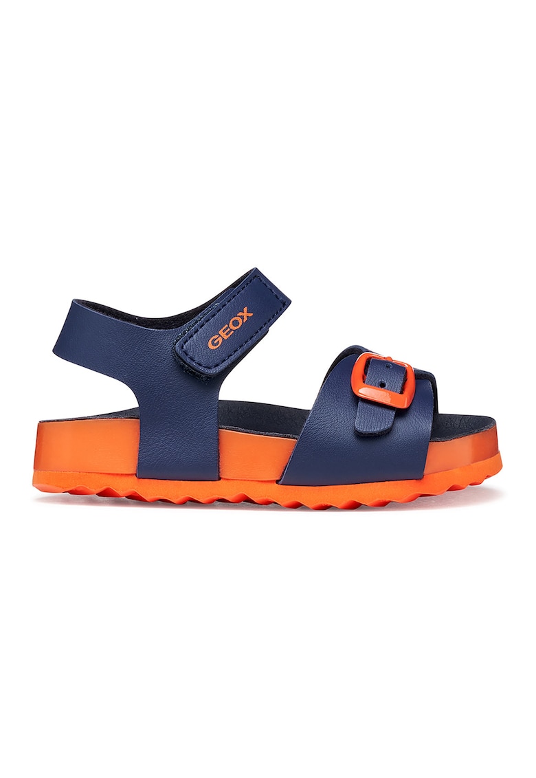Sandale cu logo cu velcro Chalki - Portocaliu/Bleumarin