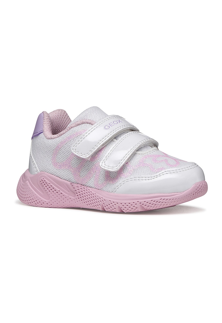 Pantofi sport de plasa cu velcro - Alb/Violet pastel