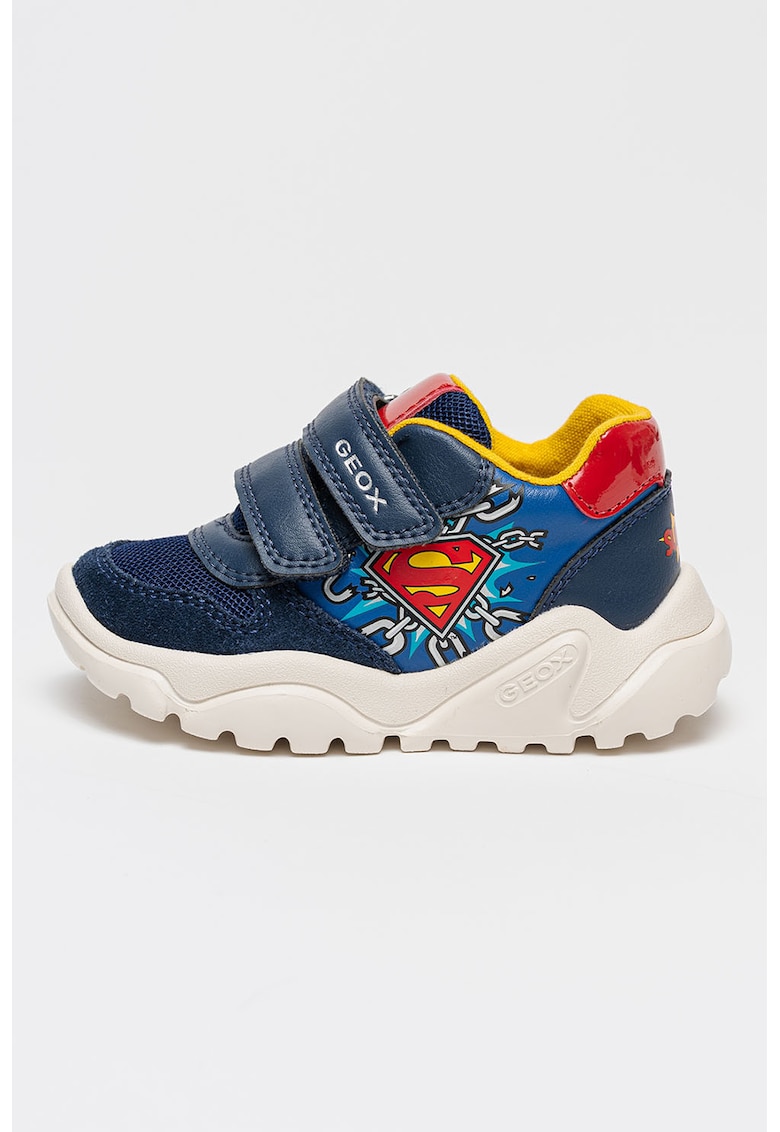 Pantofi sport Ciufciuf Superman wedge cu velcro - Rosu/Albastru inchis/Alb murdar