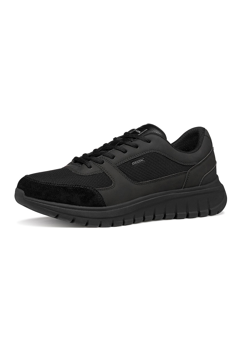 Pantofi sport Herren din material textil cu insertii din piele ecologica - Negru