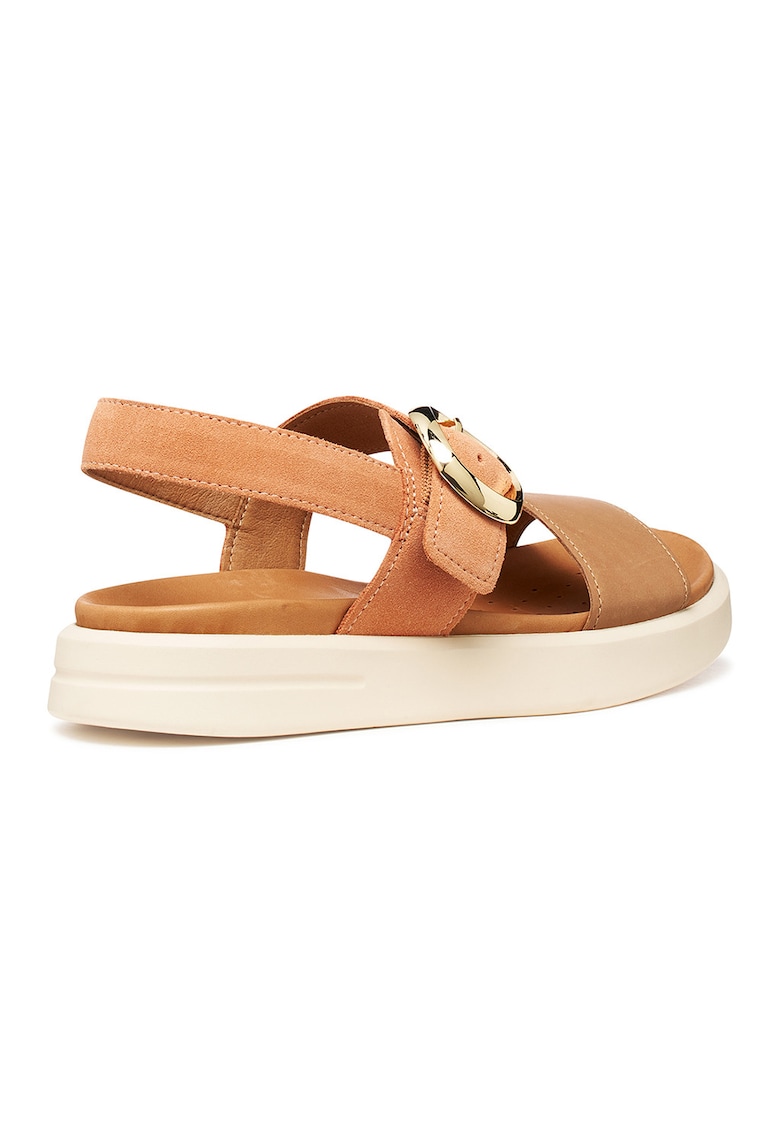 Sandale flatform din piele intoarsa - Bej