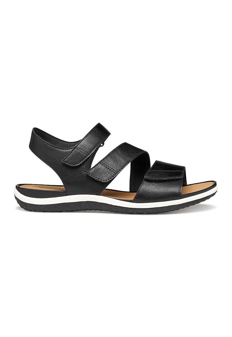 Sandale de piele ecologica cu velcro - Negru