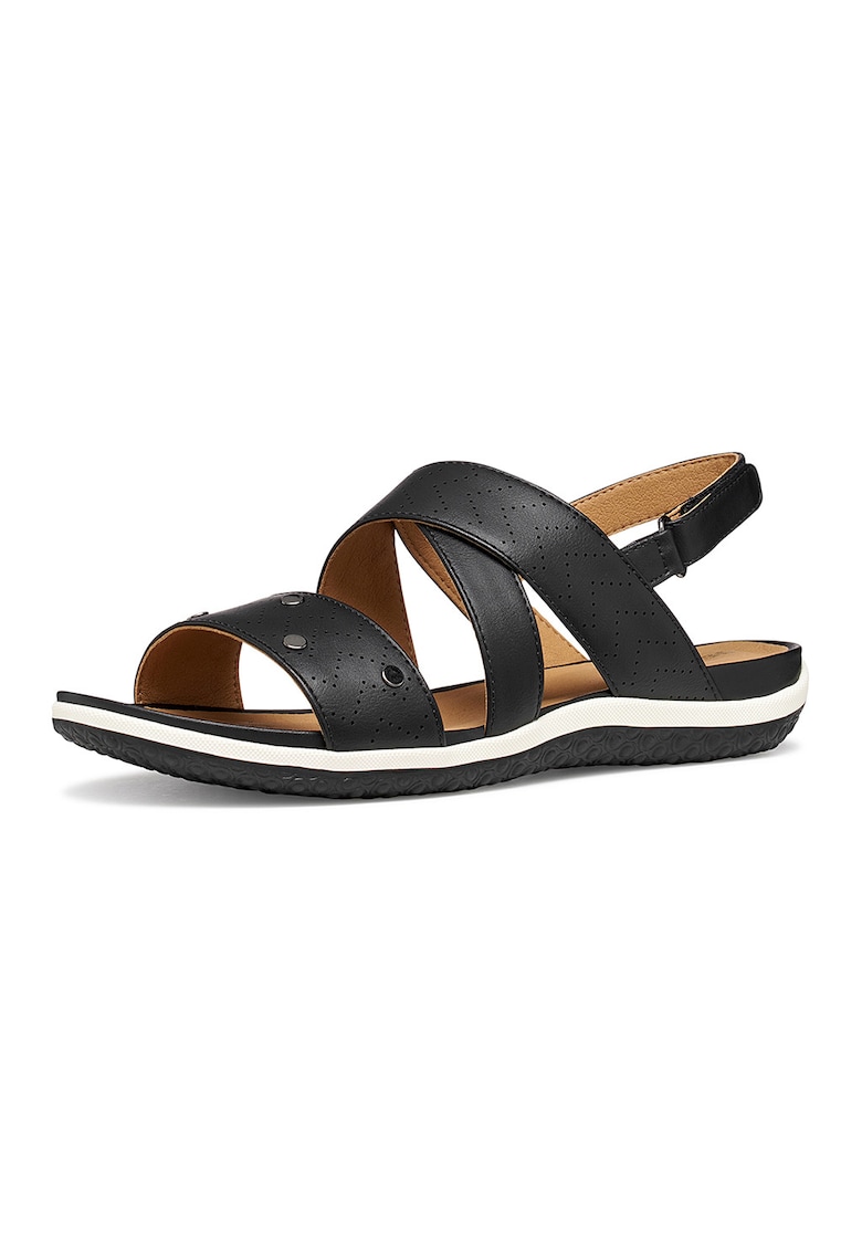 Sandale wedge din piele ecologica - Negru