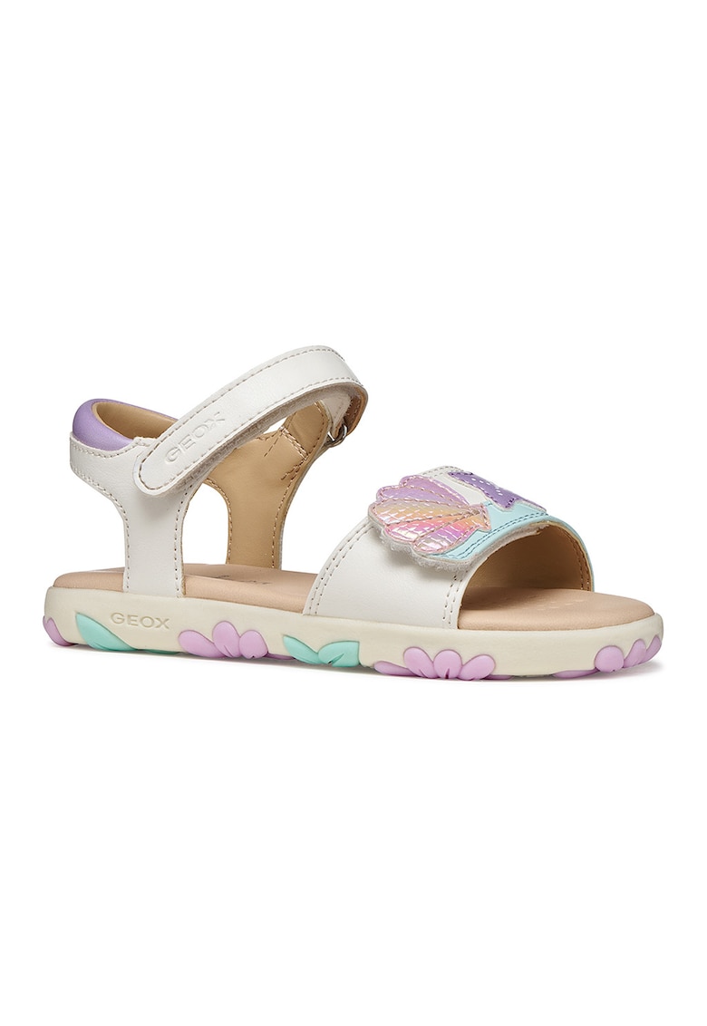 Sandale cu velcro Haiti - Alb/Roz/Verde menta