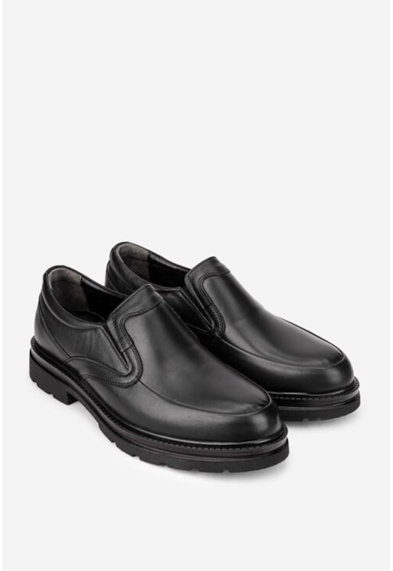 Pantofi barbati piele neagra cu elastic - Negru