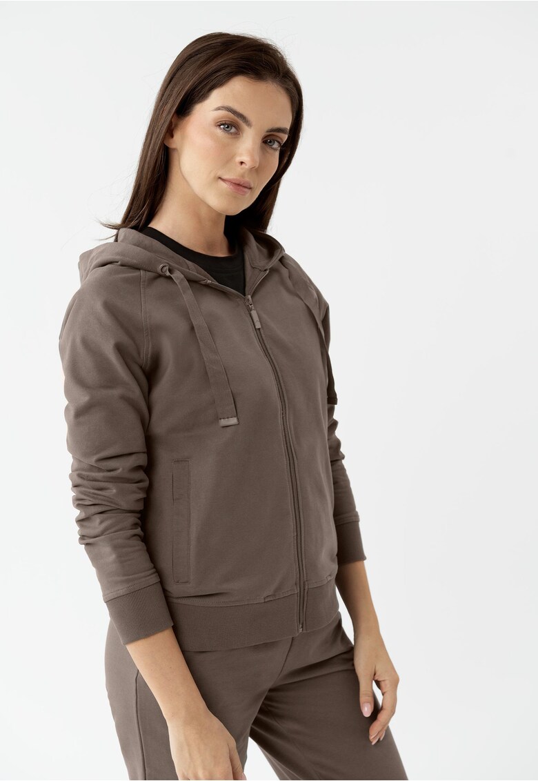 Hanorac clasic pentru femei - cu fermoar - B-Jokos - maro - Maro