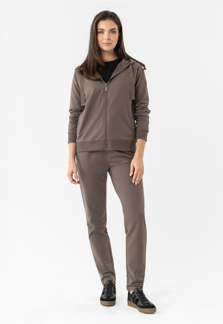 Pantaloni de trening cu croiala dreapta - din bumbac - N-Milla - maro - Maro