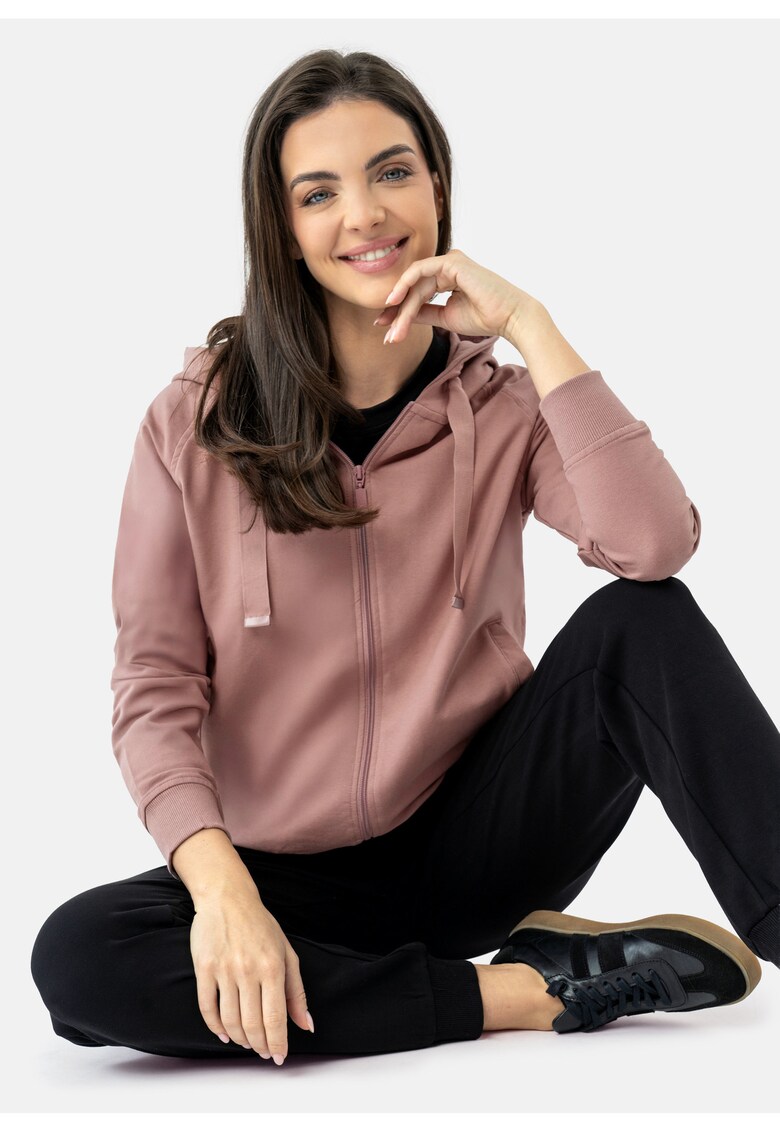 Hanorac clasic pentru femei - cu fermoar - B-Jokos - roz - Roz